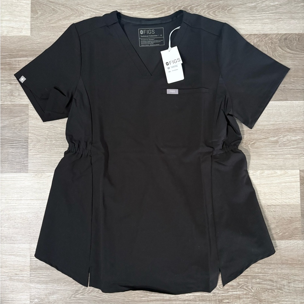 FIGS Women's Black V-Neck Scrub Top